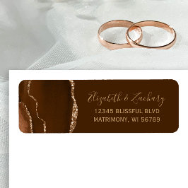 Etiqueta Endereço de Retorno de Casamento Mocha Gold Ágata