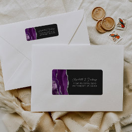 Etiqueta Endereço de Retorno de Casamento Roxo Prata Escuro