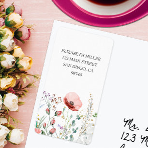 Etiqueta Endereço de Retorno de Flores Silvestres em Aquare