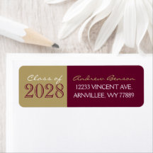 Endereço de Retorno de Formatura Burgundy e Bronze