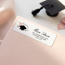 Etiqueta Endereço de Retorno de Formatura com Laço Rosa