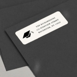 Etiqueta Endereço de Retorno de Formatura Preto Clássico Si