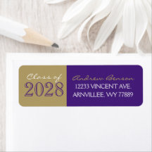 Endereço de Retorno de Formatura Roxo e Dourado