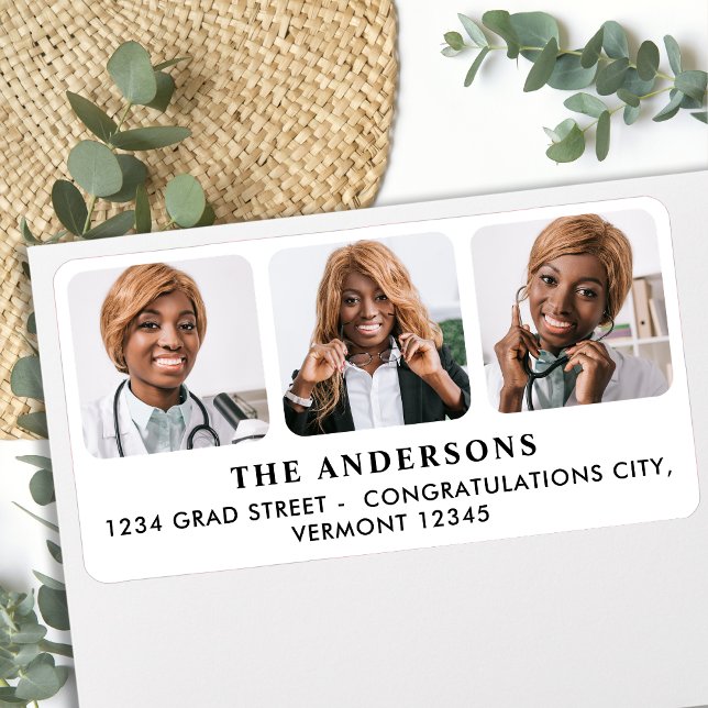 Etiqueta Endereço de Retorno de Graduação de Foto Personali (Criador carregado)