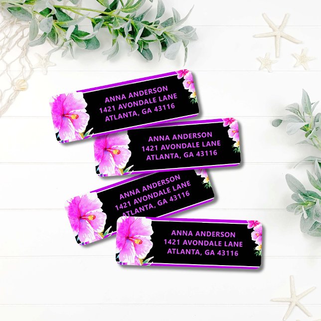 Etiqueta Endereço de Retorno de Luau Tropical de Aloha (Criador carregado)