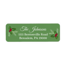 Endereço de Retorno de Natal Personalizado Holly G