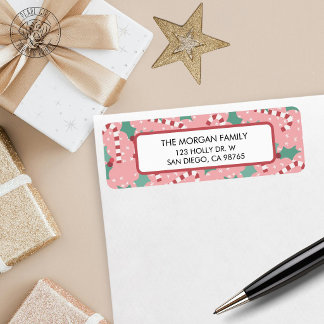 Etiqueta Endereço de Retorno de Natal Rosa