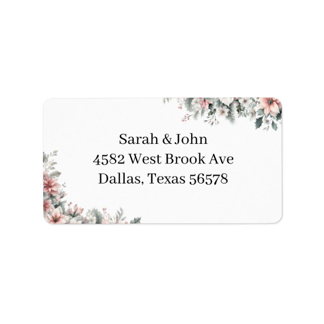 Etiqueta Endereço de retorno de Poinsettia Rosa (Frente)