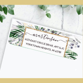 Etiqueta Endereço de Retorno de Quadro Dourado do Script Ve
