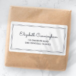 Etiqueta Endereço de Retorno de Script Cursivo Simples Mini<br><div class="desc">Composto de simples quadros revestidos de hetero com roteiro cursivo lúdico e tipografia sans serif. Tudo contra um pano de fundo de branco puro. Estes elementos são simples,  modernos,  brincalhões e leves. Este foi projetado pelo White Paper Birch Co. exclusivo para Zazzle. Disponível aqui: http://www.zazzle.com/whitepaperbirch</div>
