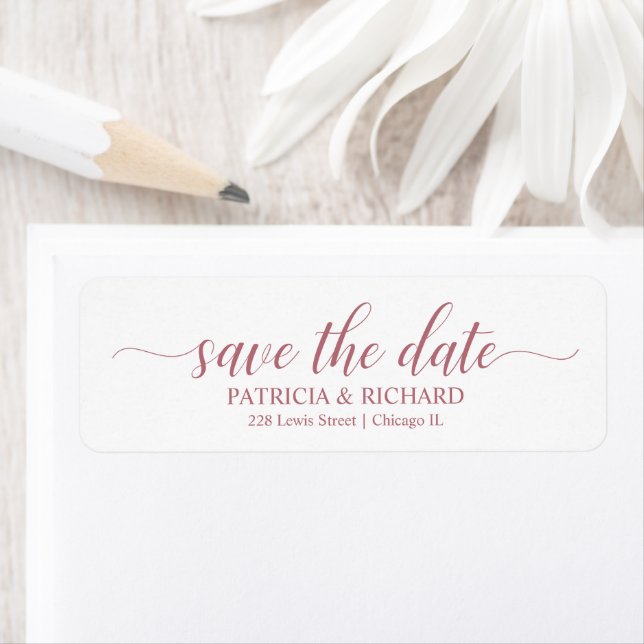 Etiqueta Endereço de Retorno do Casamento Caligrafia Save T (Insitu)