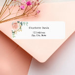 Etiqueta endereço de retorno do eucalipto floral rosa gold<br><div class="desc">Um rosa de ouro e uma rosa rosa-rosa pincelada,  verde-floral e eucalipto e folhagem de ouro falso. Personalize e adicione seu nome e endereço. Letras negras.</div>