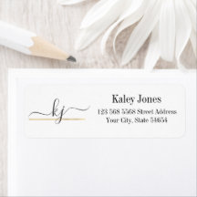 Endereço de Retorno do Monograma do Script Elegant