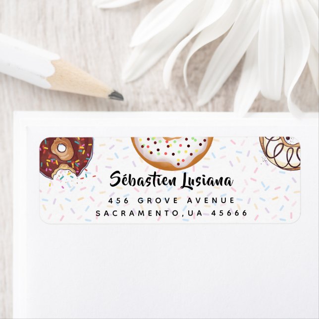 Etiqueta Endereço De Retorno Do Rosquinha E Sprinkles (Insitu)