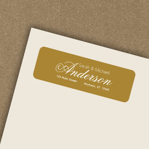Etiqueta Endereço de Retorno Dourado do Script de Caligrafi