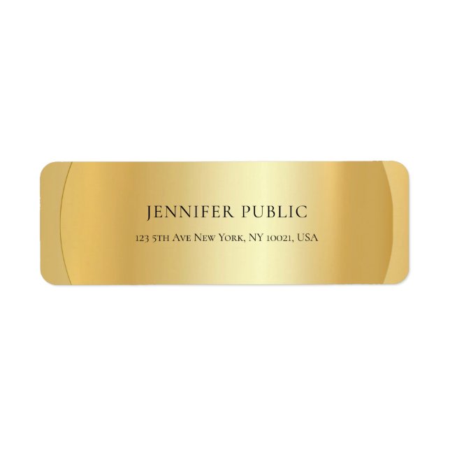 Etiqueta Endereço de Retorno Elegante Dourado Faux do Glamo (Frente)