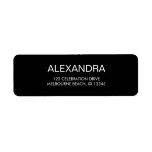 Etiqueta Endereço de retorno elegante minimalista negro mod