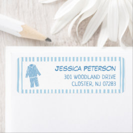 Etiqueta Endereço de Retorno Festa de Pijamas Listrados Azu