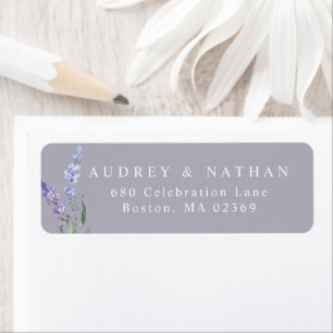 Etiqueta Endereço de Retorno Floral Lavanda em Aquarela