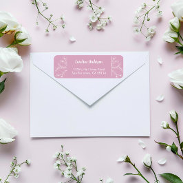 Etiqueta Endereço de Retorno Floral Rosa