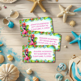 Etiqueta Endereço de Retorno Fun Flamingo Tropical Graduaçã