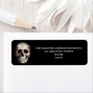 Etiqueta Endereço de Retorno Halloween Caveira Assustadora