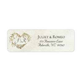 Etiqueta Endereço de Retorno Monograma de Coração - Creme