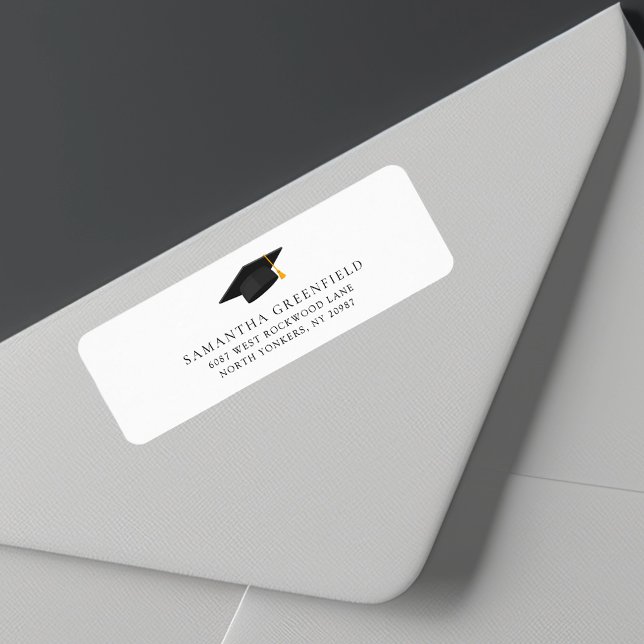 Etiqueta Endereço de retorno para a graduação simples moder (Modern Graduation Cap 2025 Return Address Label)