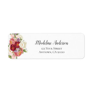 Etiqueta Endereço de Retorno Personalizado de Pais Florais