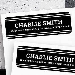 Etiqueta Endereço de retorno preto das linhas brancas moder