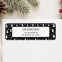 Endereço de Retorno Preto Personalizado de Natal