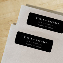 Endereço de Retorno Preto Personalizado Moderno Si