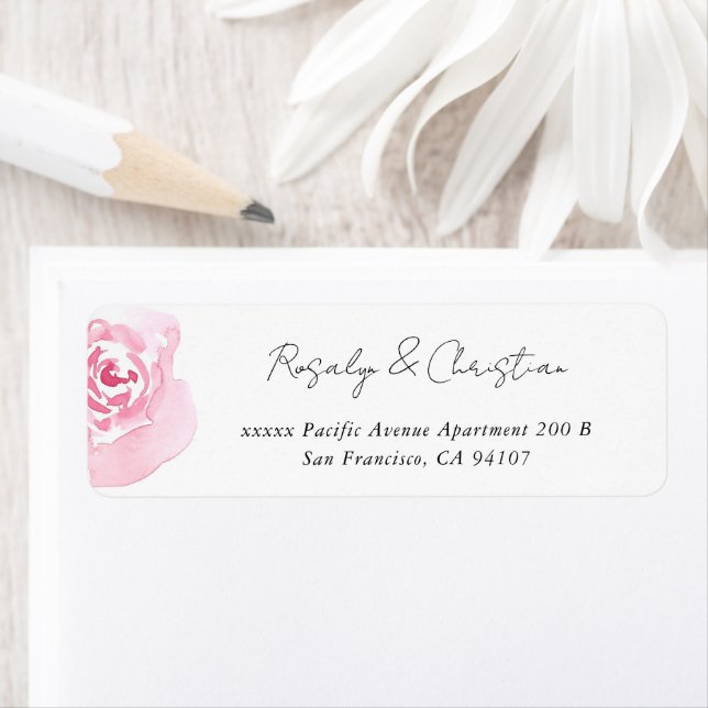 Etiqueta Endereço de Retorno Rosa Rosa Script (Insitu)