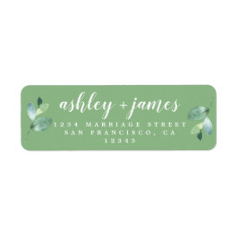 Etiqueta Endereço de Retorno Verde da Folha de Script Chic