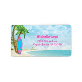 Etiqueta Endereço de surfe tropical em praias
