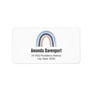 Etiqueta Endereço Design do Arco-Íris Azul e Pêssego