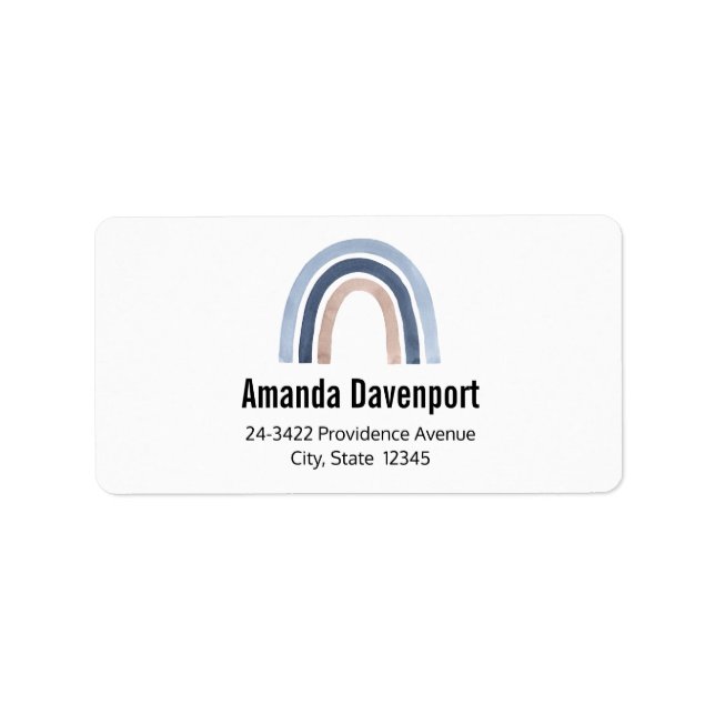 Etiqueta Endereço Design do Arco-Íris Azul e Pêssego (Frente)
