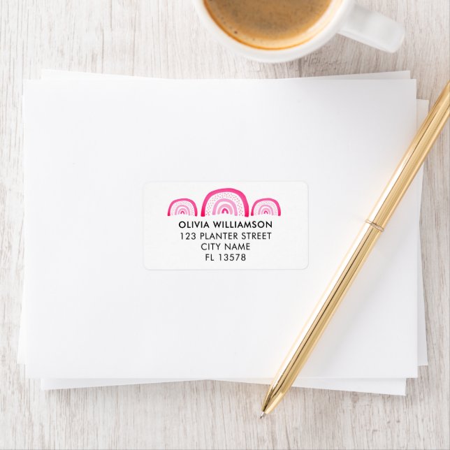 Etiqueta Endereço do Arco-íris Rosa Moderno (Insitu)