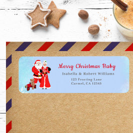 Etiqueta Endereço do Chá de Bebê do Oh Baby Santa e da Sra.