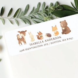 Etiqueta Endereço do Chá de fraldas de Floresta Encantado