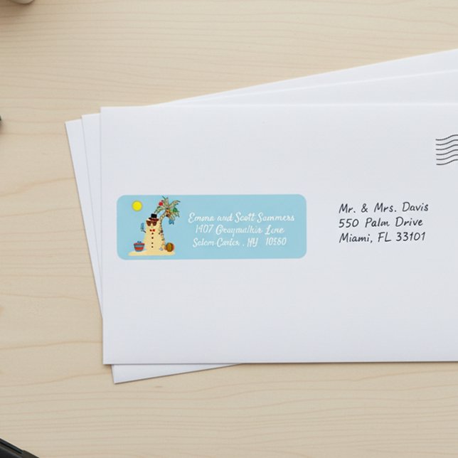 Etiqueta Endereço do Papai Noel Tropical da Praia de Natal (Criador carregado)