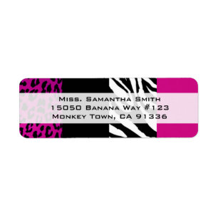 Etiqueta Endereço do remetente animal cor-de-rosa do
