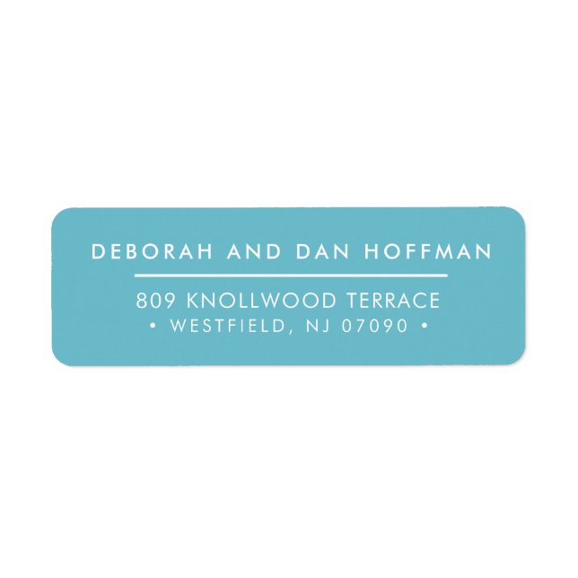 Etiqueta ENDEREÇO DO REMETENTE azul-azul-turquesa moderno e (Frente)