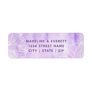 Etiqueta Endereço do remetente floral botânico roxo do