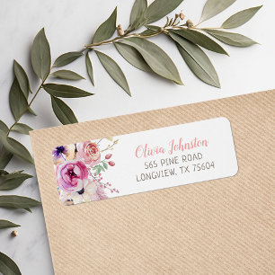Etiqueta Endereço do remetente floral de Boho