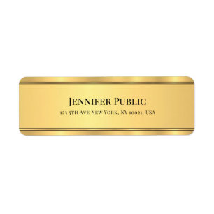 Etiqueta Endereço do remetente moderno Dourado preto