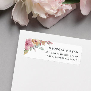Etiqueta Endereço do remetente pintado das flores