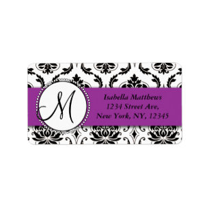 Etiqueta Endereço do remetente Wedding roxo do damasco