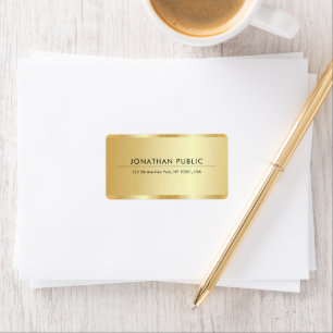Etiqueta Endereço Dourado do Grelha de Modelo Elegante Prof