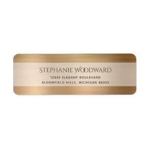 Etiqueta Endereço Dourado Elegante de Retorno Metálico Br
